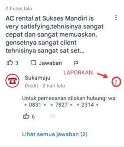 Cara melaporkan komentar spam tanya jawab Google Map